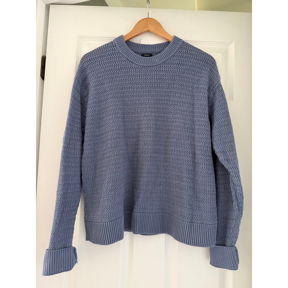 Abercrombie Womens Knit Blue Oversized Sweater Coastal Preppy Boho Nautical